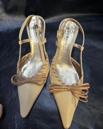 Slingback vintage Giorgio Moretti pelle beig n.38