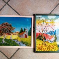 Quadri su vetro "naive" - tecnica inversa, 32x26cm
