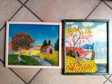 Quadri su vetro "naive" - tecnica inversa, 32x26cm