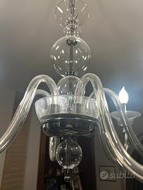 Lampadario  di design vetro e acciaio