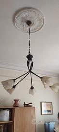 Lampadario e applique arte povera in ferro battuto