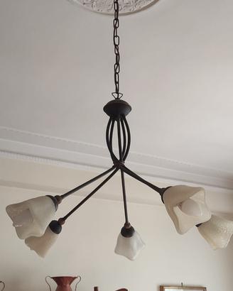 Lampadario e applique arte povera in ferro battuto