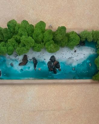 Quadro spiaggia e Oceano 3D-cornice in legno 30x15