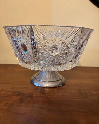 Centrotavola alzatina cristallo con base argento