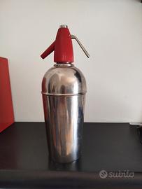 Sifone seltz in metallo cromato e rosso

