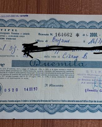 antica ricevuta Stipel 