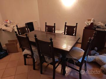 Tavolo in legno 160x78 cm con 6 sedie coordinate