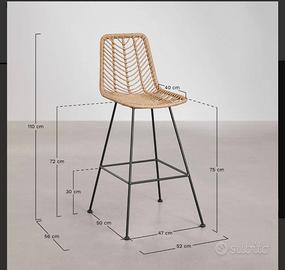 set 4 sgabelli alti 75cm