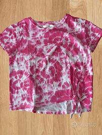 Maglietta H&M tie-dye fucsia bambina 8-10 anni