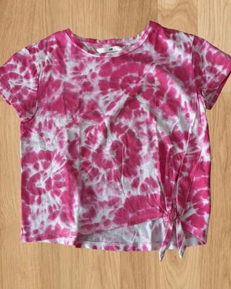 Maglietta H&M tie-dye fucsia bambina 8-10 anni