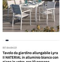 tavolo bianco da giardino in alluminio 