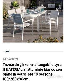 tavolo bianco da giardino in alluminio 