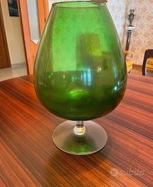 Vaso Gigante a Calice Vetro Verde Empoli - Vintage