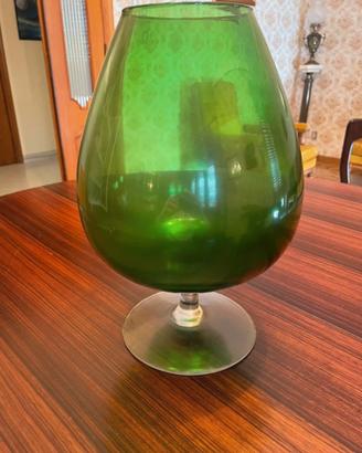 Vaso Gigante a Calice Vetro Verde Empoli - Vintage