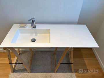 Top lavabo in solid surface con vasca integrata