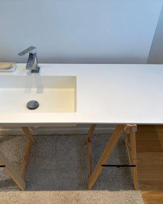 Top lavabo in solid surface con vasca integrata