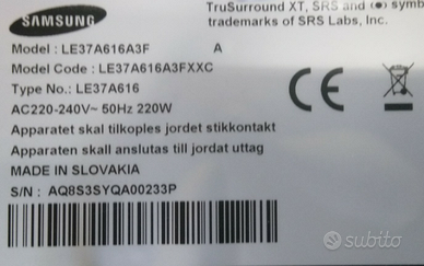 Samsung LE37A616A3F ricambi