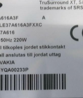 Samsung LE37A616A3F ricambi
