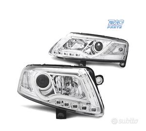 FARI PER AUDI A6 4F 04-08 TUBE LIGHT FONDO CROMATO