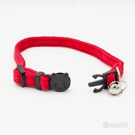 Collare gattino velluto morbido campanellino rosso