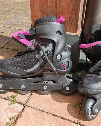 pattini in linea roller oxelo fit 3 nero fuxia