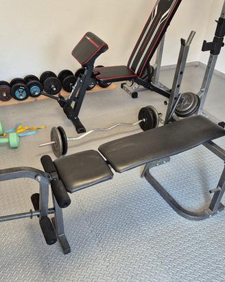 Panca piana con leg extension. 