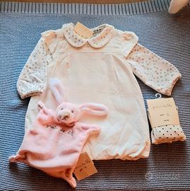 Vestito 3 mesi Grain De Ble'+collant+doudou NUOVO