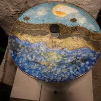 tavolo tondo in vetro artigianale