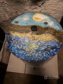 tavolo tondo in vetro artigianale