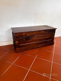 Cassapanca rustica in legno massello contenitore
