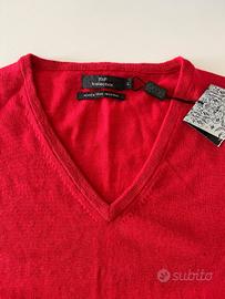 Maglione uomo 100% lana uomo rosso L nuovo