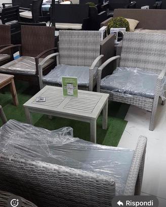 SALOTTO IN RATTAN COLORE GRIGIO/VERDE