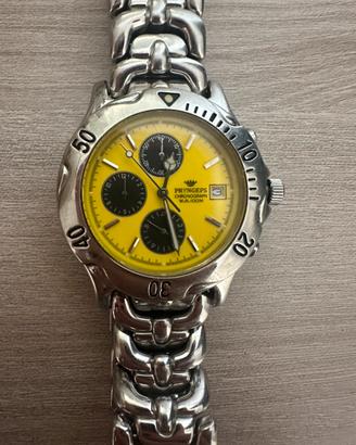 Orologio cronografo Pryngeps acciaio quadr giallo