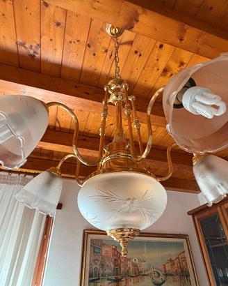 Lampadario vintage in bagno d’oro d'epoca