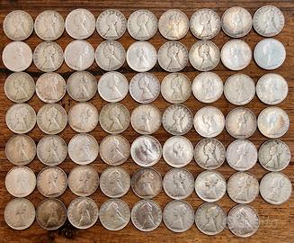 Lotto di 62 monete 500 lire argento