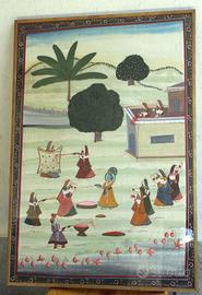 SRY LANKA - BATIC SU SETA . "LAVORATRICI" anni 70