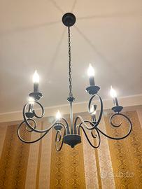 Lampadario classico nero a 6 luci