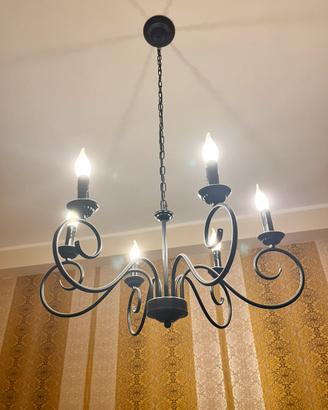 Lampadario classico nero a 6 luci