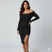 vestito a costine con spacco 