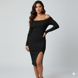 vestito a costine con spacco 