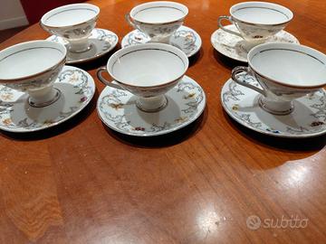 servizio da 6 di tazzine da caffè in porcellana 