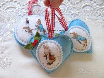 3 Addobbi Natalizi. Fatto a mano. Peter Rabbit