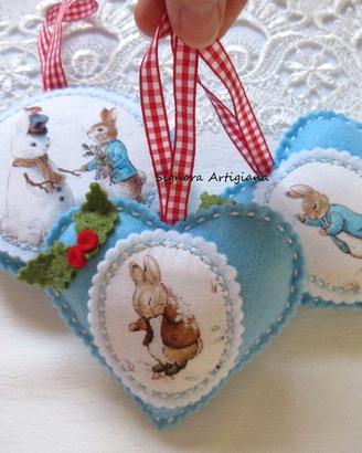 3 Addobbi Natalizi. Fatto a mano. Peter Rabbit