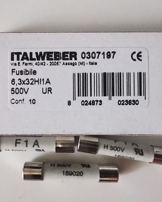 Fusibili 6,3x32 1A 500Vac 250Vdc 10pz