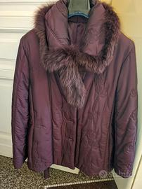 Giacca con collo in pelliccia volpe bordó tg XL