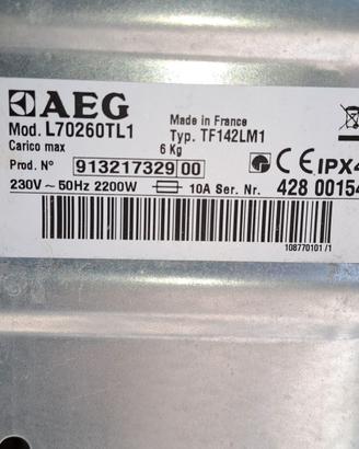 Ricambi Lavatrice AEG mod. L70260aTL1 carica alto