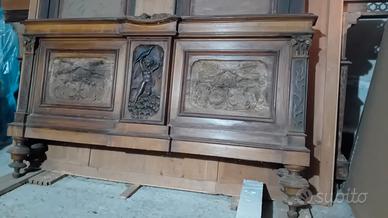 testata e pediera letto antico legno
