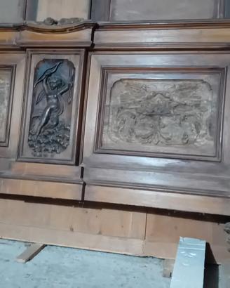 testata e pediera letto antico legno