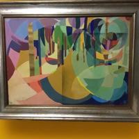 Dipinto su carta del 1964 “Paesaggio esotico “