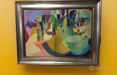 Dipinto su carta del 1964 “Paesaggio esotico “